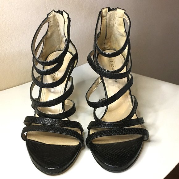 BCBG MAXAZRIA Black Strappy Ankle Cage Zip Back Heels ๐ฆ๐ฆ - Picture 4 of 14